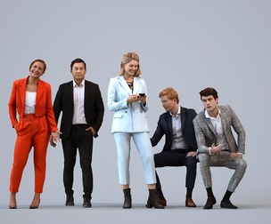 Basics_0720 - Business A set containing 5 models of male and female adults sitting in business