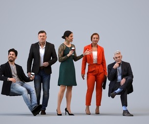 Basics_0721 - Business A set containing 5 models of male and female adults sitting in business