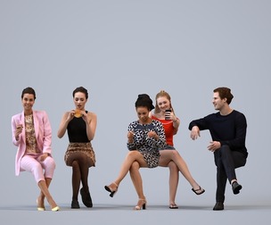 Basics_0722 - Sitting A set containing 5 models of male and female adults sitting in casual attire