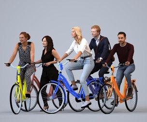 Basics_0724 - Cycling A set containing 5 models of male and female adults in casual attire in