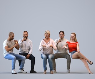 Basics_0726 - Sitting A set containing 5 models of male and female adults sitting in casual attire