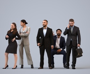 Basics_0729 - Business A set containing 5 models of male and female adults standing in business