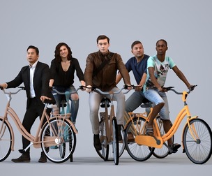 Basics_0734 - Cycling A set containing 5 models of male and female people in casual attire in