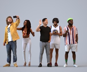 Basics_0735 - Standing A set containing 5 models of male and female adults standing in casual