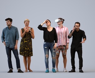 Basics_0736 - Standing A set containing 5 models of male and female adults standing in casual