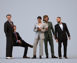 Basics_0738 - Business A set containing 5 models of male and female adults standing in business