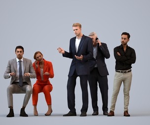 Basics_0739 - Business A set containing 5 models of male and female adults standing in business