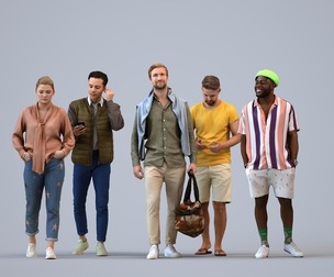 Basics_0741 - Walking A set containing 5 models of male and female adults walking in casual attire