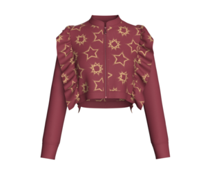 Girls Star Printed Cropped Ruffles Jacket | Marvelous / Clo3d / obj / fbx