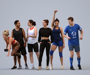Basics_0744 - Sport A set containing 5 models of male and female adults standing in sport attire