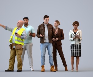 Basics_0746 - Standing A set containing 5 models of male and female adults standing in casual