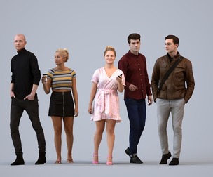 Basics_0747 - Walking A set containing 5 models of male and female adults walking in casual attire