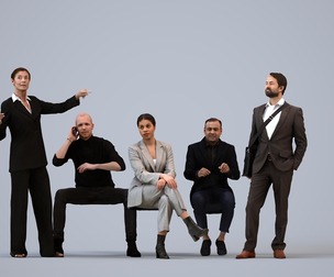 Basics_0751 - Business A set containing 5 models of male and female adults sitting in business