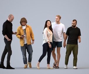 Basics_0754 - Walking A set containing 5 models of male and female adults walking in casual attire