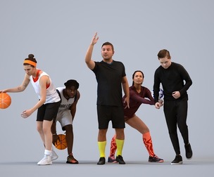 Basics_0755 - Sport A set containing 5 models of male and female adults standing in sport attire