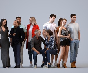 Basics_0757 - Couple A set containing 5 models of couples standing in casual attire in public