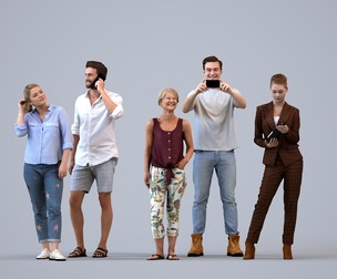 Basics_0758 - Standing A set containing 5 models of male and female adults standing in casual