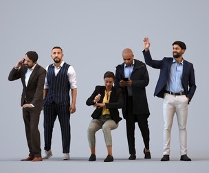 Basics_0761 - Business A set containing 5 models of male and female adults in business attire in