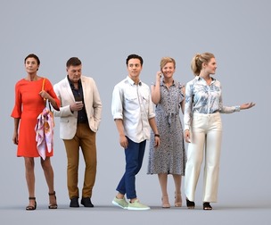 Basics_0762 - Walking A set containing 5 models of male and female adults walking in casual attire