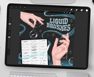 Procreate White Liquid Brushes – Glue, Fluid Flow, Splashes, Drops, Bubble Stamps and Textures