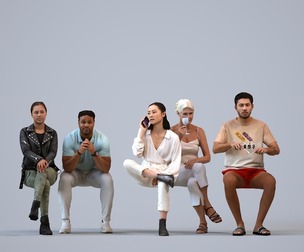 Basics_0763 - Sitting A set containing 5 models of male and female adults sitting in casual attire