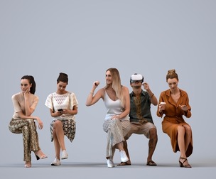 Basics_0765 - Sitting A set containing 5 models of male and female adults sitting in casual attire