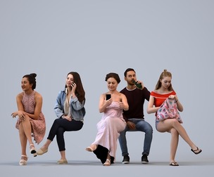 Basics_0766 - Sitting A set containing 5 models of male and female adults sitting in casual attire