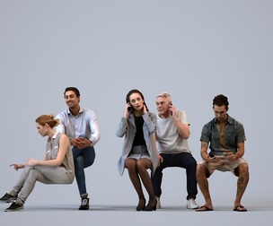 Basics_0768 - Sitting A set containing 5 models of male and female adults sitting in casual attire