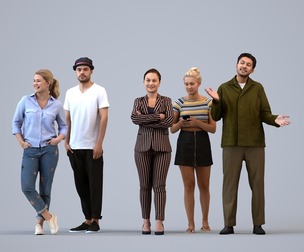 Basics_0769 - Standing A set containing 5 models of male and female adults standing in casual