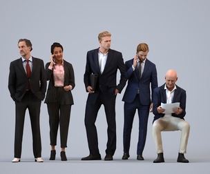 Basics_0770 - Business A set containing 5 models of male and female adults standing in business