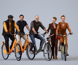 Basics_0771 - Cycling A set containing 5 models of male and female adults in casual attire in