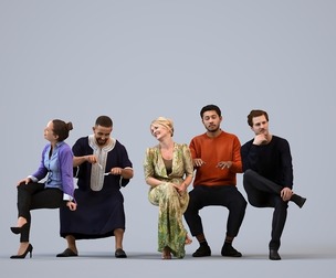 Basics_0772 - Sitting A set containing 5 models of male and female adults sitting in casual attire