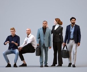 Basics_0773 - Business A set containing 5 models of male and female adults walking in business