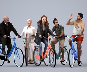 Basics_0778 - Cycling A set containing 5 models of male and female adults in casual attire in