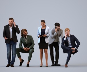 Basics_0780 - Business A set containing 5 models of male and female adults in business attire in