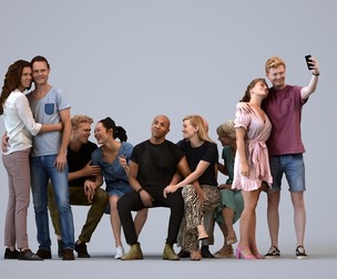 Basics_0786 - Couple A set containing 5 models of couples in casual attire in public settings