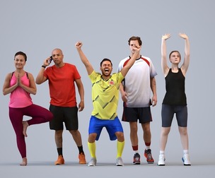 Basics_0788 - Sport A set containing 5 models of male and female adults standing in sport attire