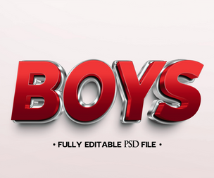 Boys PSD Fully Editable Text Effect. Layer Style PSD Mockup Template