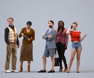 Basics_0789 - Standing A set containing 5 models of male and female adults standing in casual