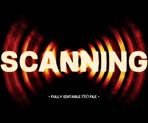 Scanning PSD Fully Editable Text Effect. Layer Style PSD Mockup Template
