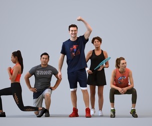 Basics_0791 - Sport A set containing 5 models of male and female adults standing in sport attire