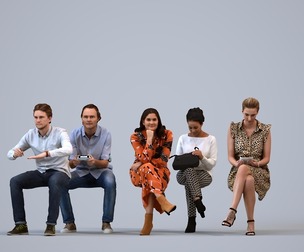 Basics_0794 - Sitting A set containing 5 models of male and female adults sitting in casual attire