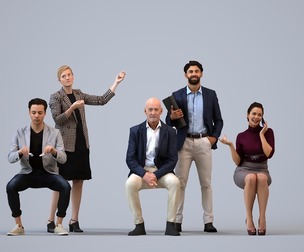 Basics_0795 - Business A set containing 5 models of male and female adults in business attire in