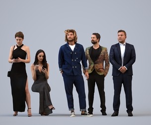 Basics_0800 - FormalAffairs A set containing 5 models of male and female adults standing in formal
