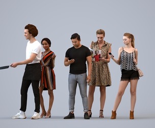 Basics_0801 - Standing A set containing 5 models of male and female adults standing in casual