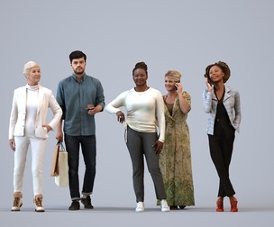 Basics_0803 - Standing A set containing 5 models of male and female adults standing in casual attire