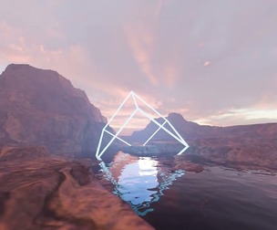 Sci-Fi Neon Pyramid Landscape
