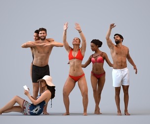 Basics_0805 - Pool A set containing 5 models of male and female adults standing standing at the