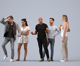 Basics_0806 - Standing A set containing 5 models of male and female adults standing in casual