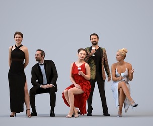 Basics_0809 - FormalAffairs A set containing 5 models of male and female adults sitting in formal